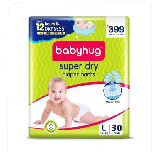 Babyhug Super Dry Pant Style Diaper SIZE L  Count 30Pcs