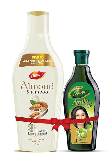 Dabur Almond Shampoo 200ml   Free Amla Hair Oil 180ml
