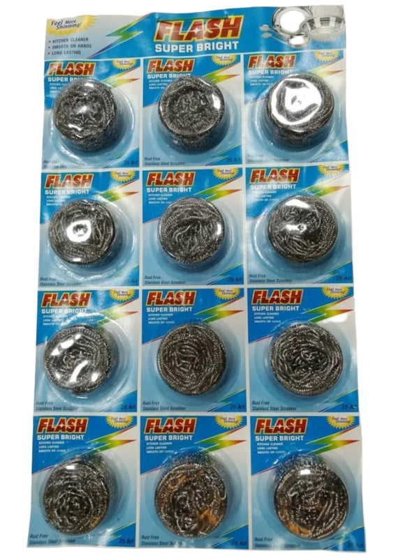 Flase Steel Dishwash Scrubber  12pcs