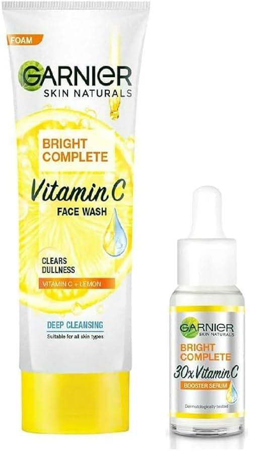 Garnier Bright Complete Vitamin C Serum   Facewash Combo