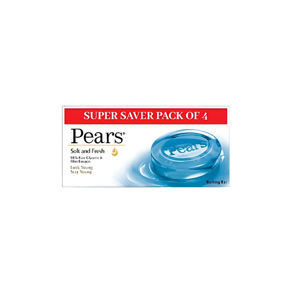 Pears Soft   Fresh Soap Bar 125gm  PACK OF 4