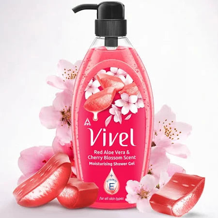Vivel Shower Gel 500ML Red Aloevera   Cherry Blossom Scent